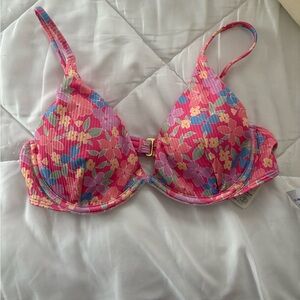 Hollister Floral Pink Bikini Top